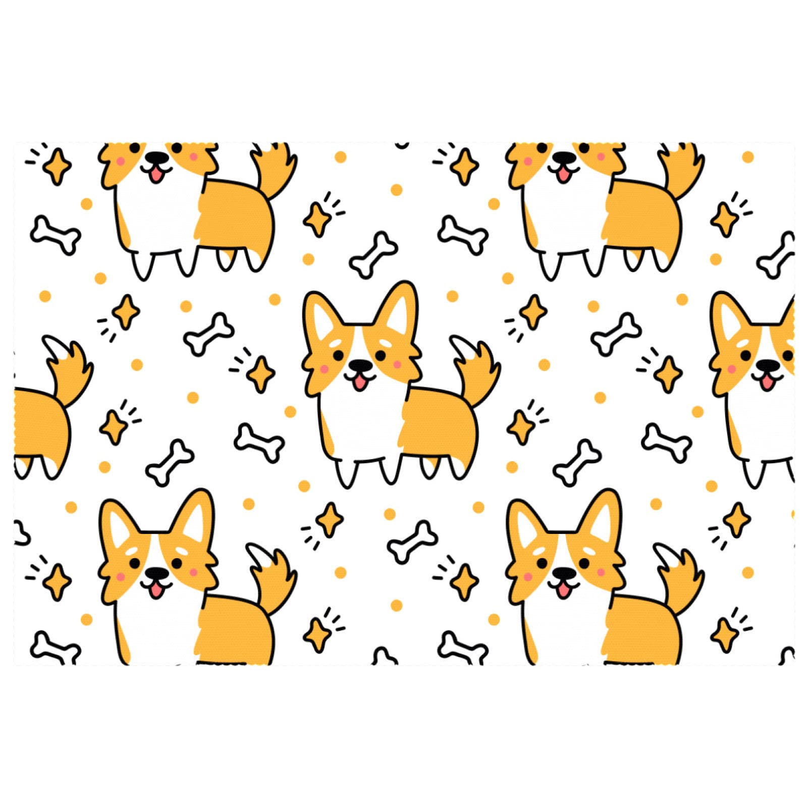 Set de table Corgi blanc lot de 6 lavable et résistant à la chaleur pour salle à manger