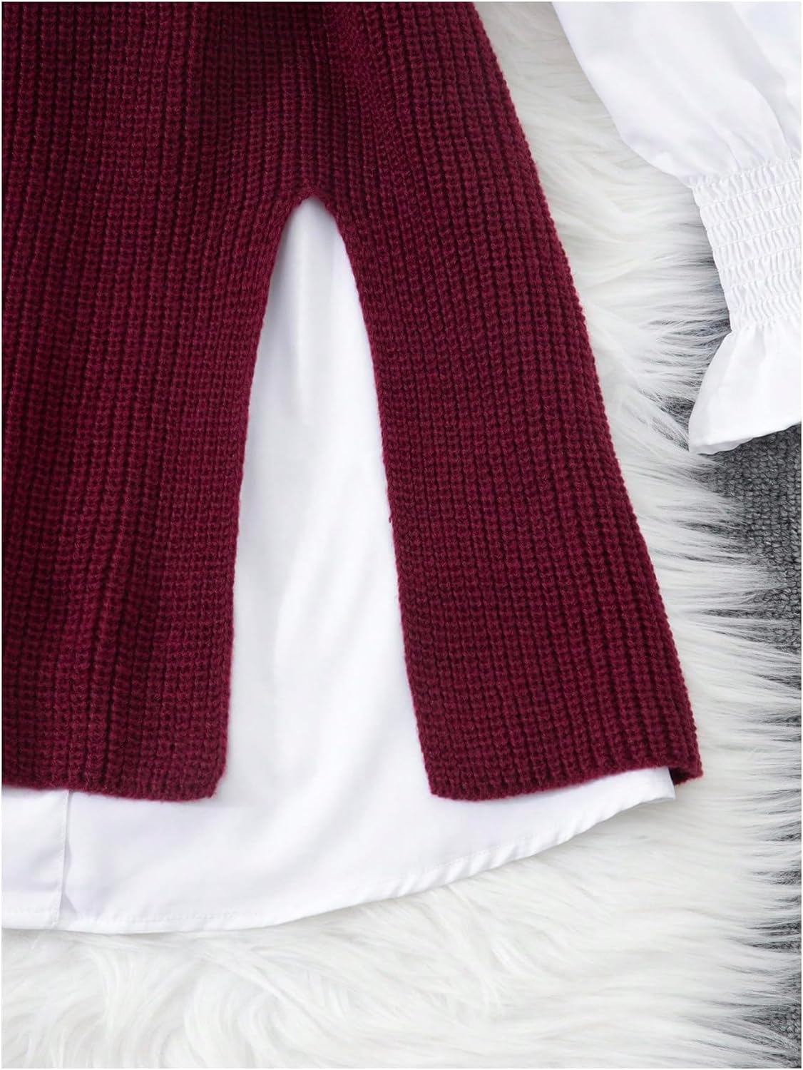 OYOANGLE Women's Slit Hem Crew Neck Knit Sweater Vest Tunic Sleeveless Pullover Tops - Image 5