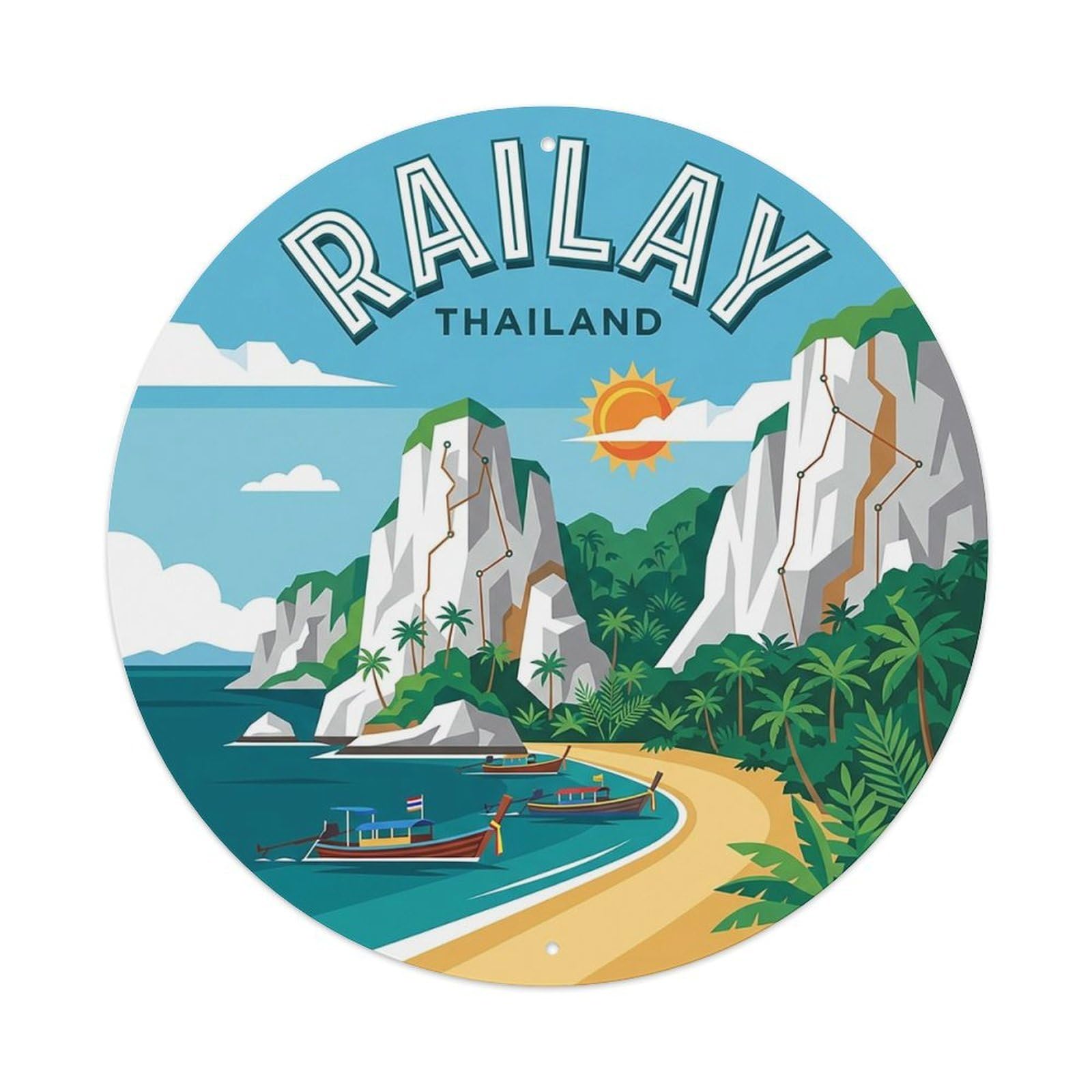 Yrnq 8X8inch Vintage Style Retro Travel Thailand Railay Metal Tin Sign