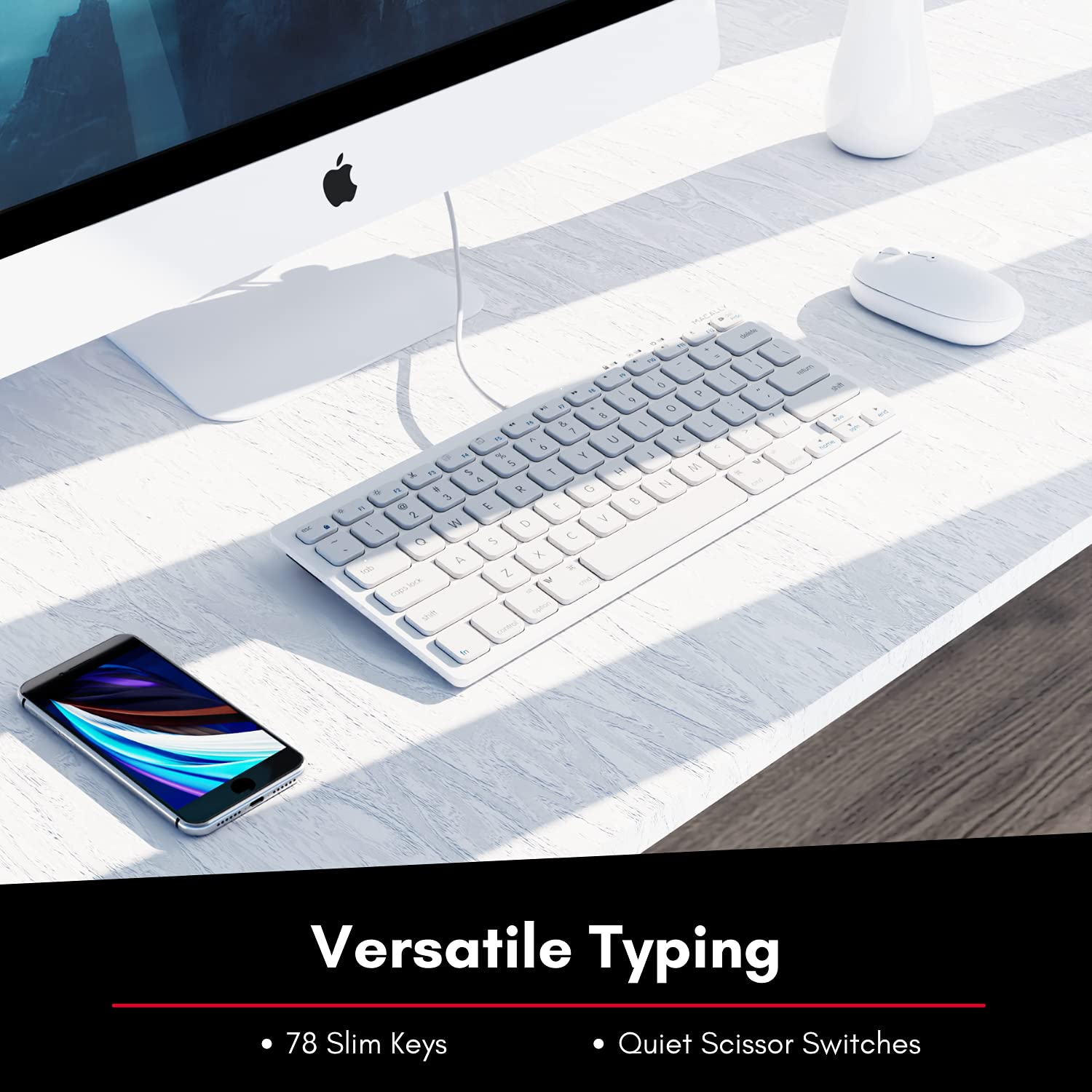 Macally USB Wired Keyboard for Mac and Windows PC Plug and Play Apple