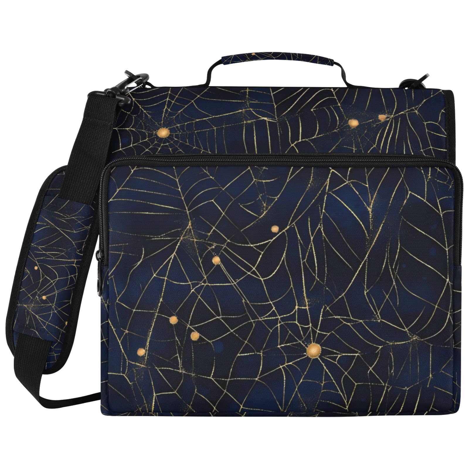 Golden Aracnid Web Dark Design Zipper 3 anelli raccoglitore borsa