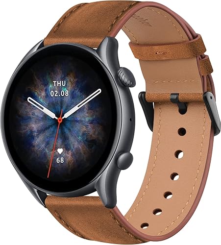 AK Correa de cuero para Amazfit GTR 4 GTR 3 Pro  GTR 3 GTR 2e GTR 2 Amazfit GTR 1.850in, correa ajustable de liberación rápida de 0.866in con