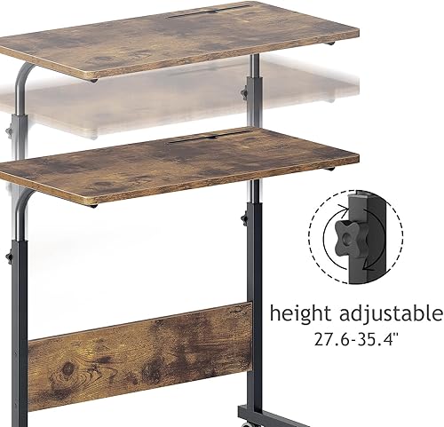 Vista 20 de DlandHome Escritorio móvil de pie con ruedas, mesa auxiliar móvil de 23.6 pulgadas con ruedas, soporte móvil ajustable para computadora portátil