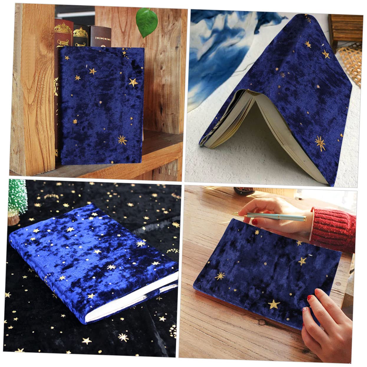 NUOBESTY 3pezzi Copertina Protettiva Per Libri Tessuto Decorativo Astuccio Per Diario Velour Scuro Resistente Strappi e Macchie Per Proteggere Libri e Taccuini