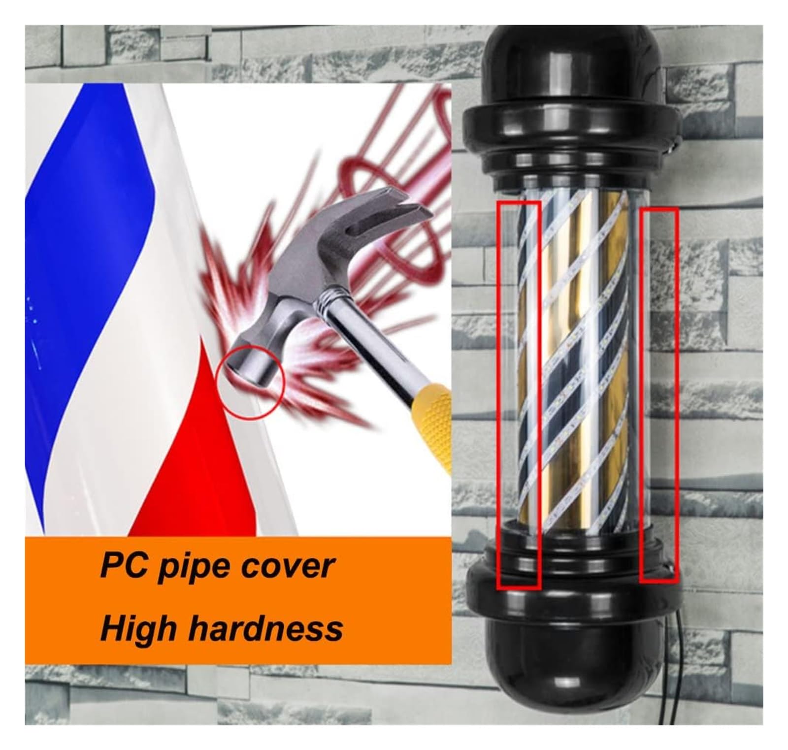 Lampy ścienne Barber Pole, 57 cm, obrotowe, podświetlane, kolorowe paski LED, oświetlenie salonu fryzjerskiego, zewnętrzne, wodoodporne, energooszczędne, montowane na ścianie,，