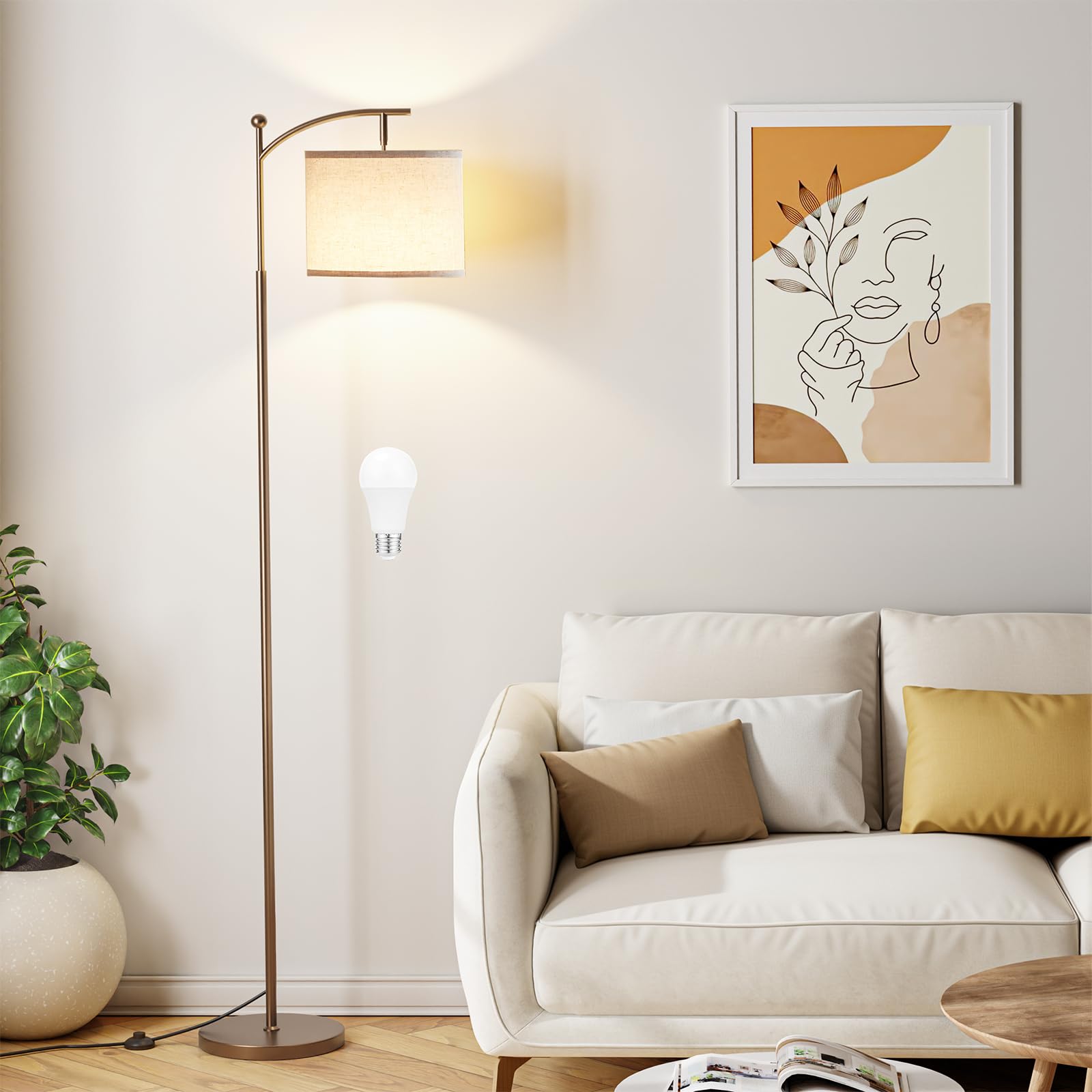 60" Floor Lamps for Living Room with 3 Color Temperatures, Adjustable ...