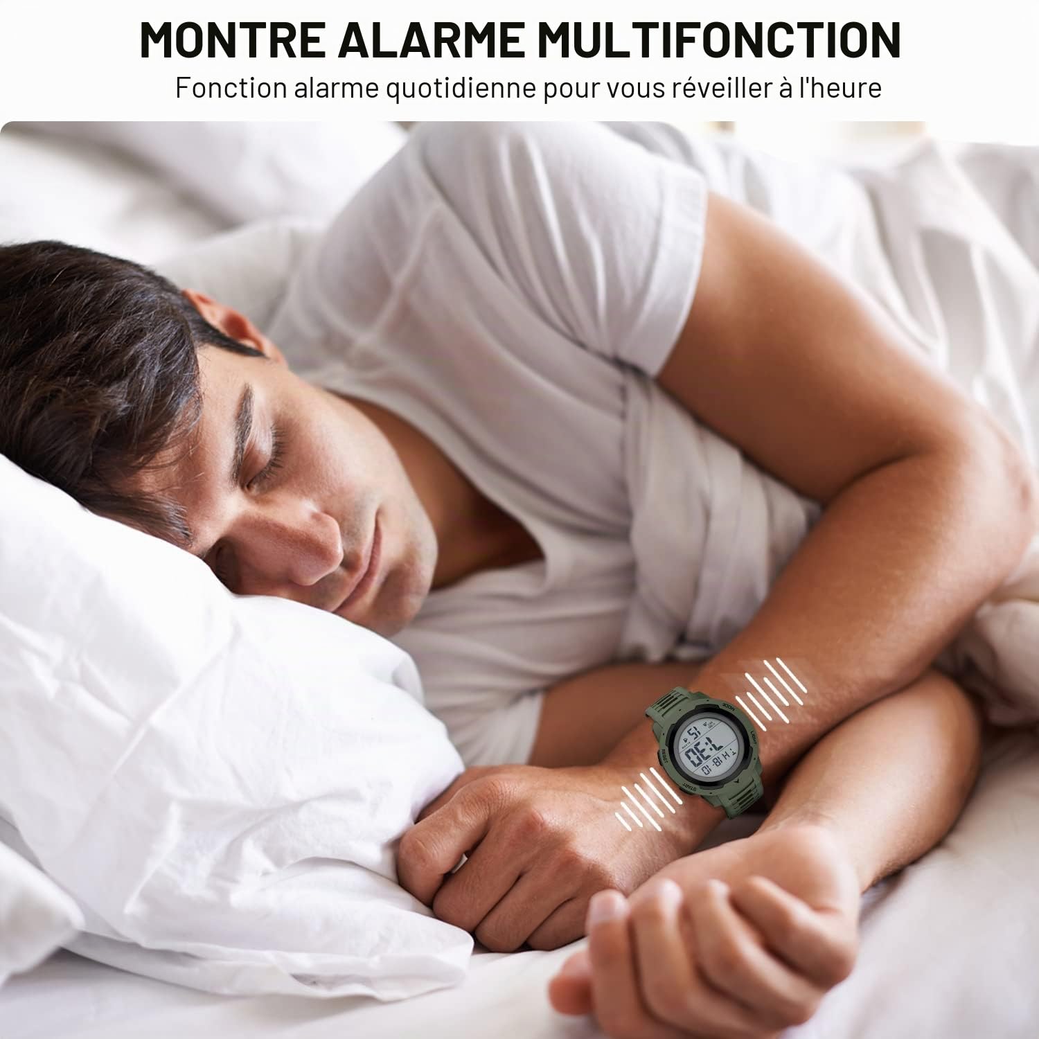 GOLDEN HOUR Montre de Sport numérique étanche pour Homme - Grand écran Facile à Lire - Style Militaire avec Bracelet en Caoutchouc