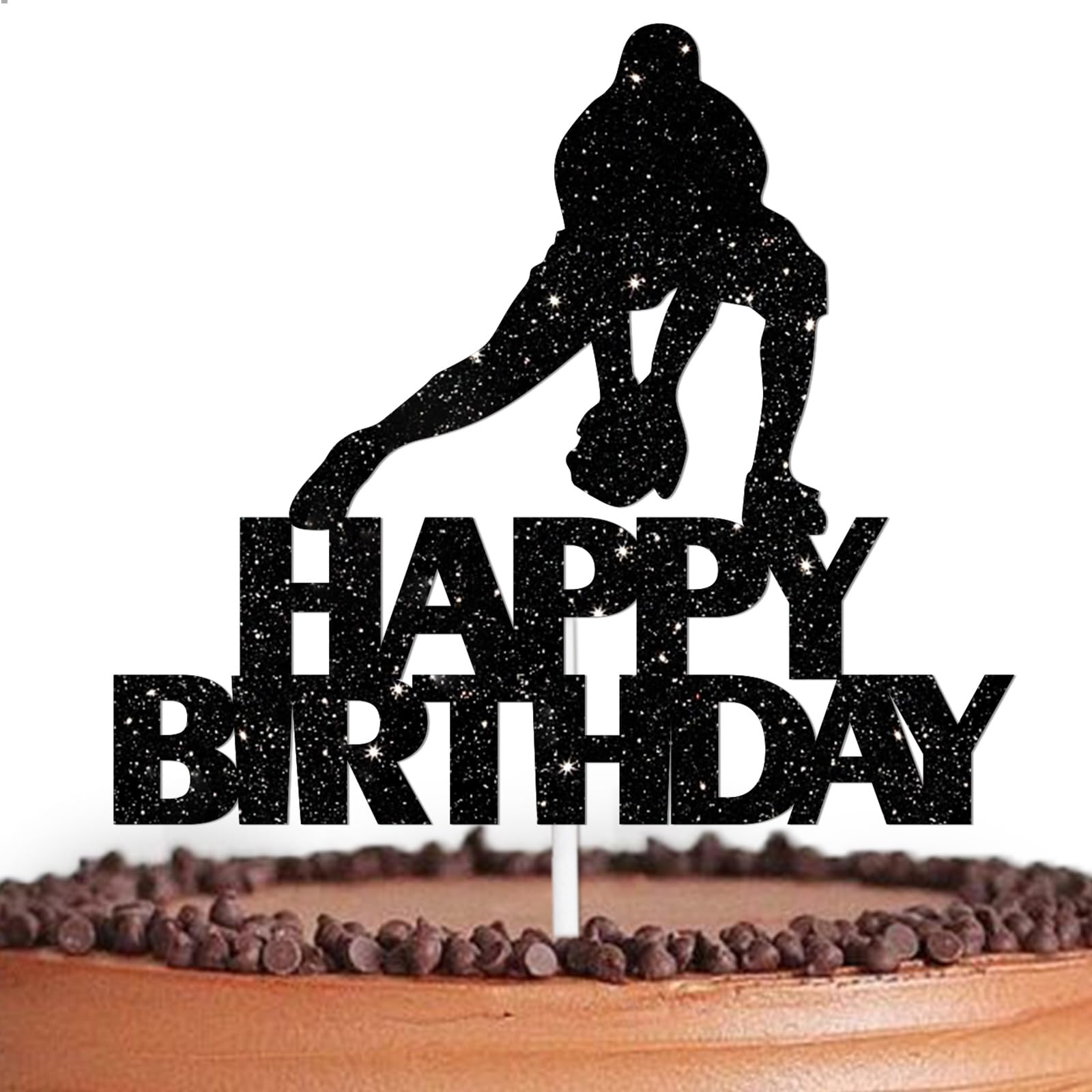 Black Glitter Baseball Player Happy Birthday Cake Topper Cheer to Play Baseball Sport Theme Decor Supplies Men Women Boys Girls Happy Birthday Party Decorations