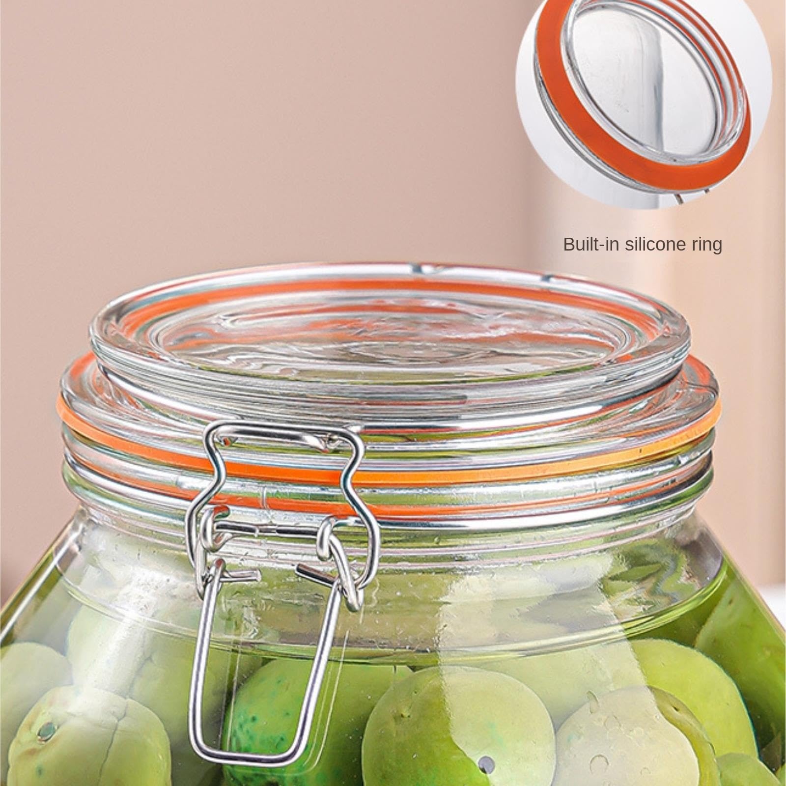 Bocaux De Rangement Boîtes De Cuisine Bocal De Conservation en Verre À Large Ouverture avec Couvercle Hermétique for Cornichons 3000 ML(3pcs)
