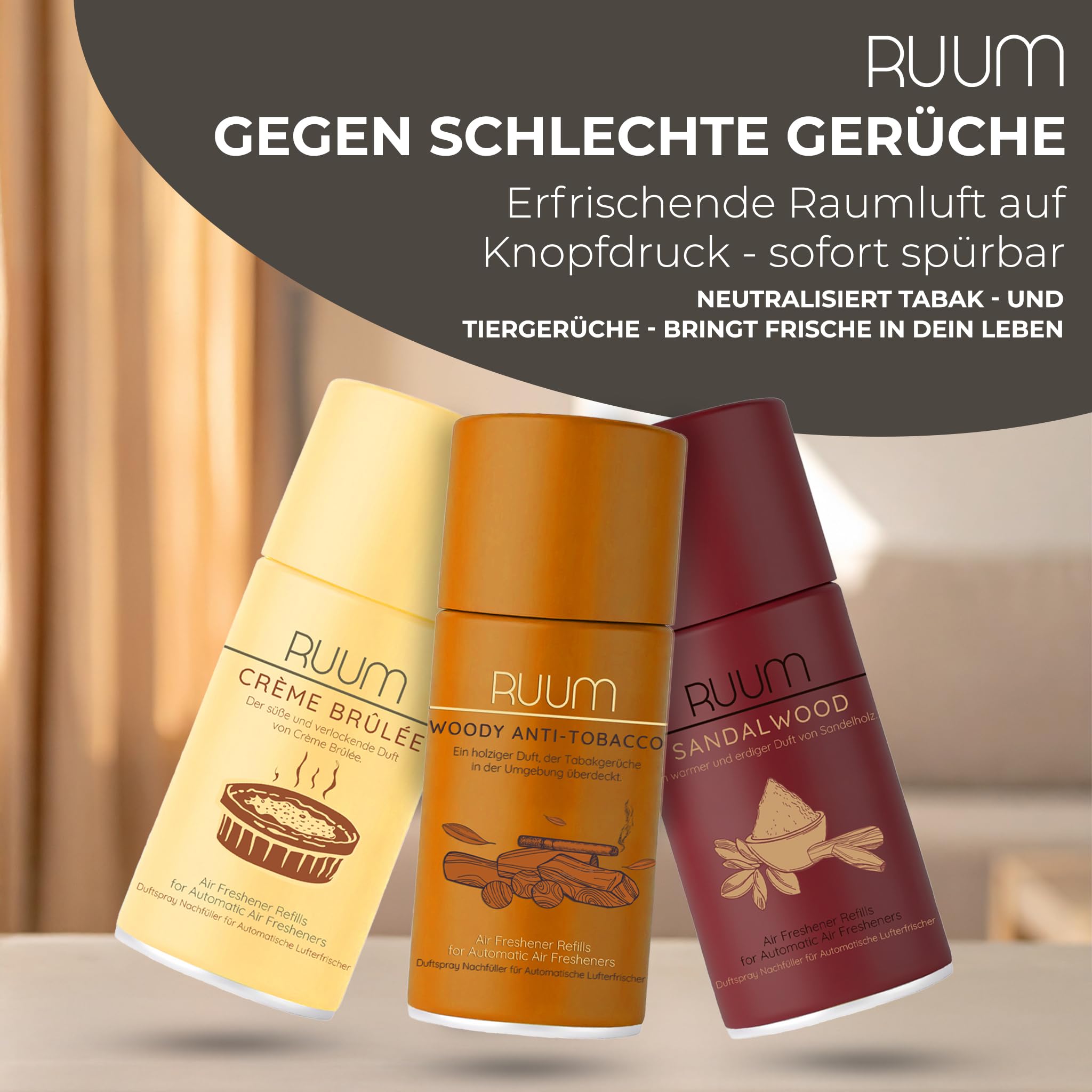 RUUM Lufterfrischer Nachfüller Duft-Mix 250ml (12er Pack) | Raumduft-Spray-Nachfüller, kompatibel mit Freshmatic Max, Duft-Mix aus verschiedenen Sorten