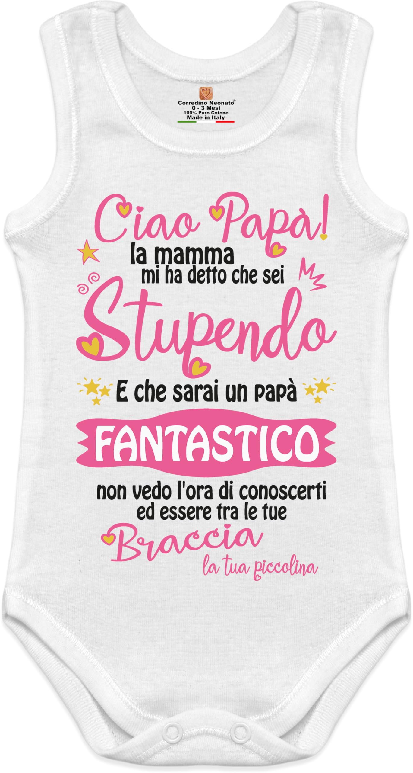 corrdino neonato tutine body capello bavette per neonati cotone frasi per futuro papà, regalo nascita sarai papà, papà sto arrivando