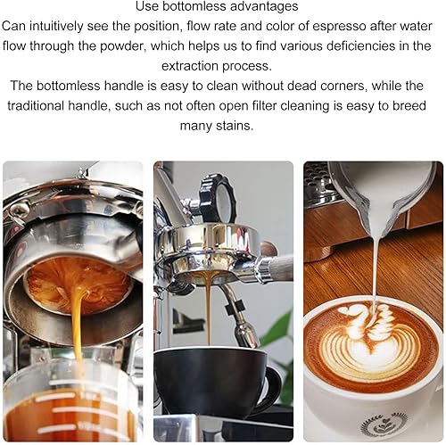 Miniatura 5 de TOPINCN Portafiltro sin fondo de acero de doble oreja para máquina, calibre 2.283 in, italiano (tipo A2 madera de haya)