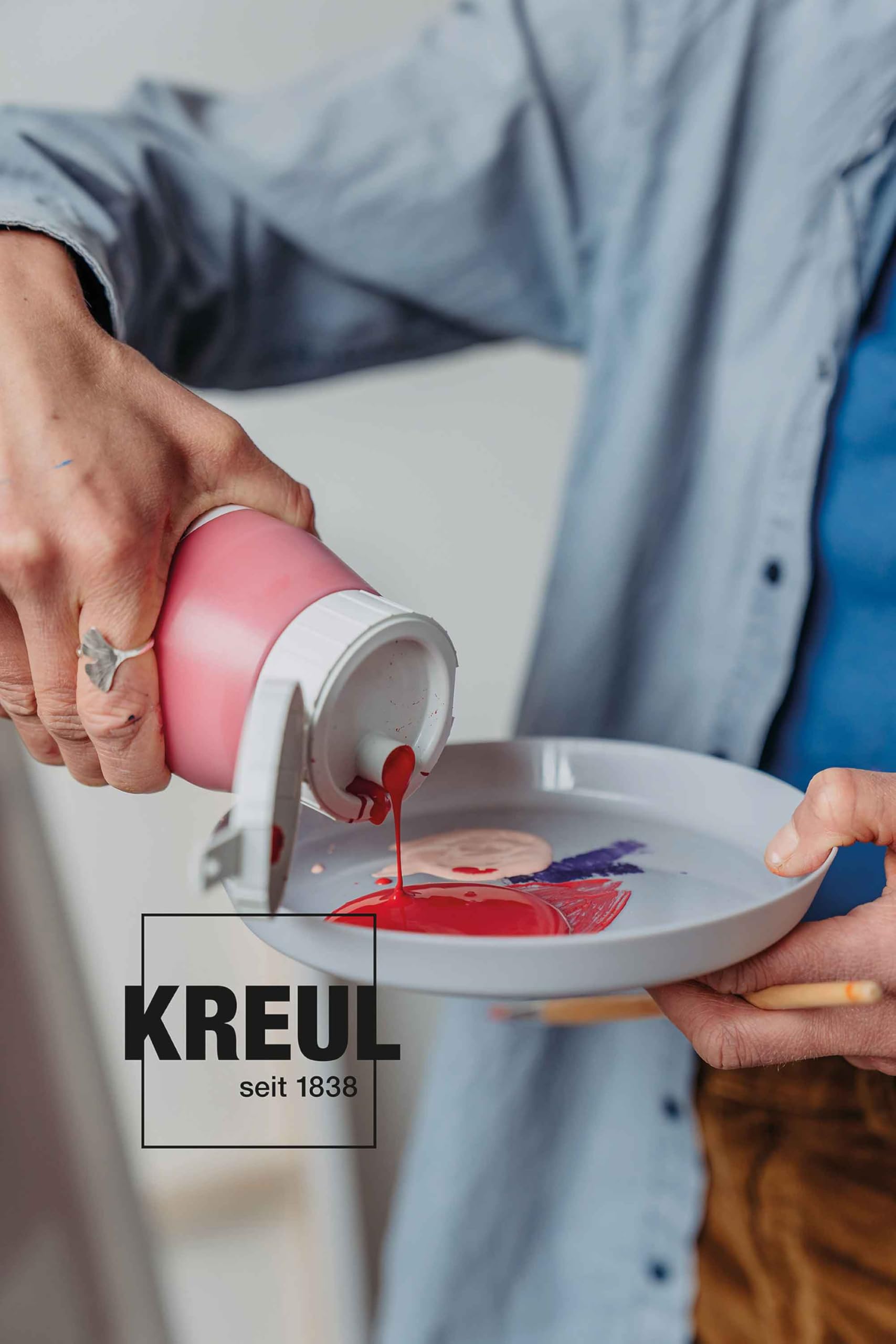 KREUL 17026 - Solo Goya Triton farba akrylowa cytrynowa, butelka 750 ml, szybko i matowo schnąca, farba na bazie wody, jakość studyjna, dobre krycie i wysoka wydajność.