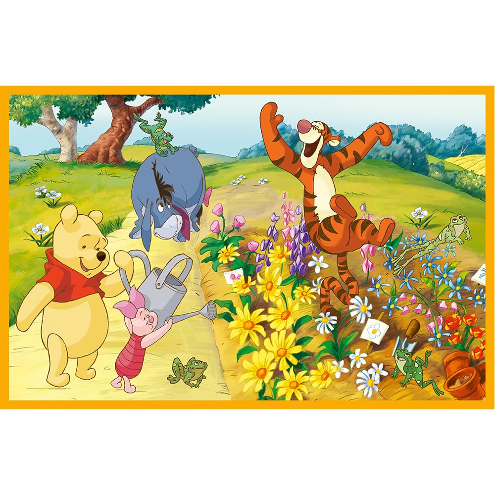 Trefl - Puzzle 2w1: Winnie the Pooh, Dzień w Ogrodzie - 2 x 24 Elementy, Zestaw Dwóch Układanek dla Dzieci od 3 lat