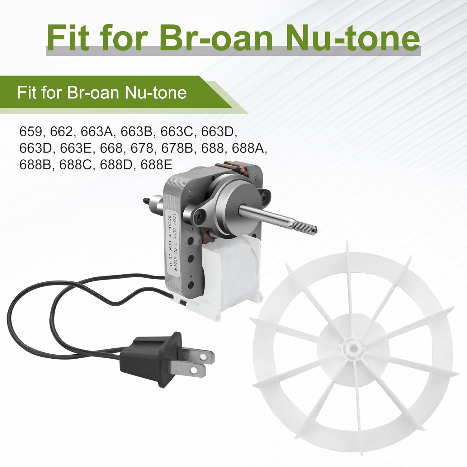 Bp27 Fan Motor S97012038 Bathroom Vent Fan Motor Replacement fit for Nu-Tone Br-oan 688 668 663 659 662 678, 120V 50CFM Bathroom Exhaust Motor Replacement - 1 Year Free Replacement by Fetechmate