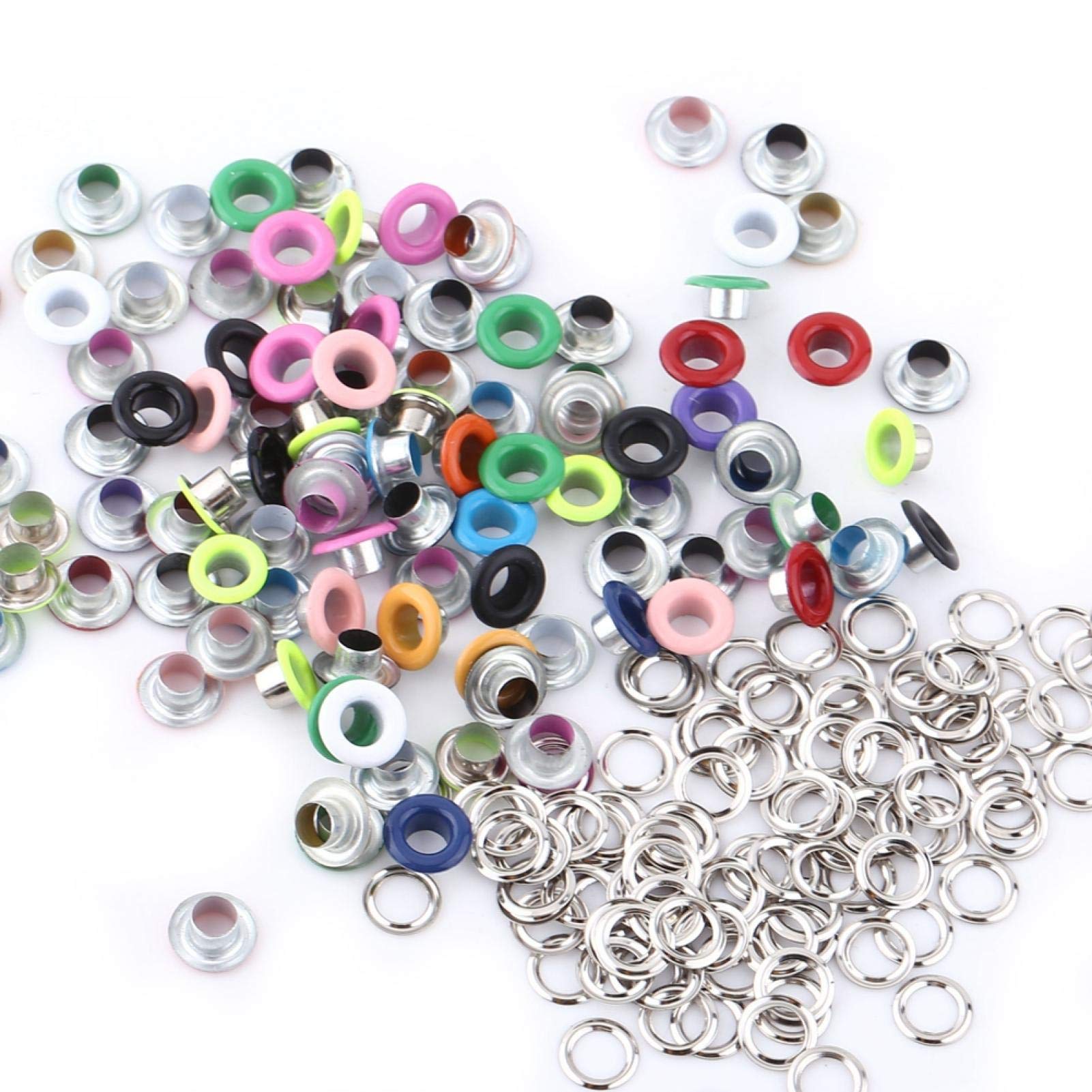 100 Set Occhielli Metallici Rotondi Da 4 Mm Per Scrapbooking E Pelle – 4 Colori (Bianco, Rosa, Verde, Misto), Con Rondelle, Per Abbigliamento, Cinture E Accessori Fai Da Te