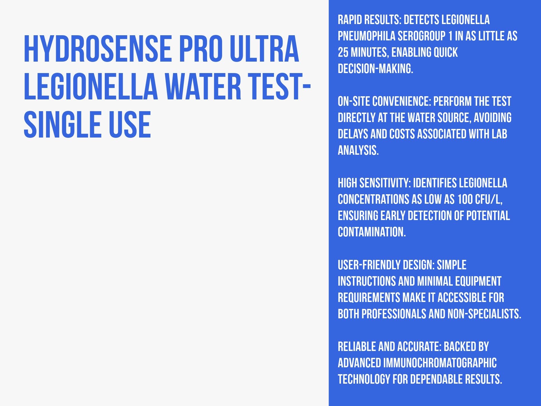 Prueba de agua Hydrosense PRO Ultra Legionella, un solo uso