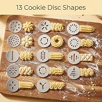 Vista 7 de QWORK Kit de pistola de prensa de galletas de acero inoxidable, incluye 13 discos de galletas y 8 puntas de tubería, diseño ergonómico