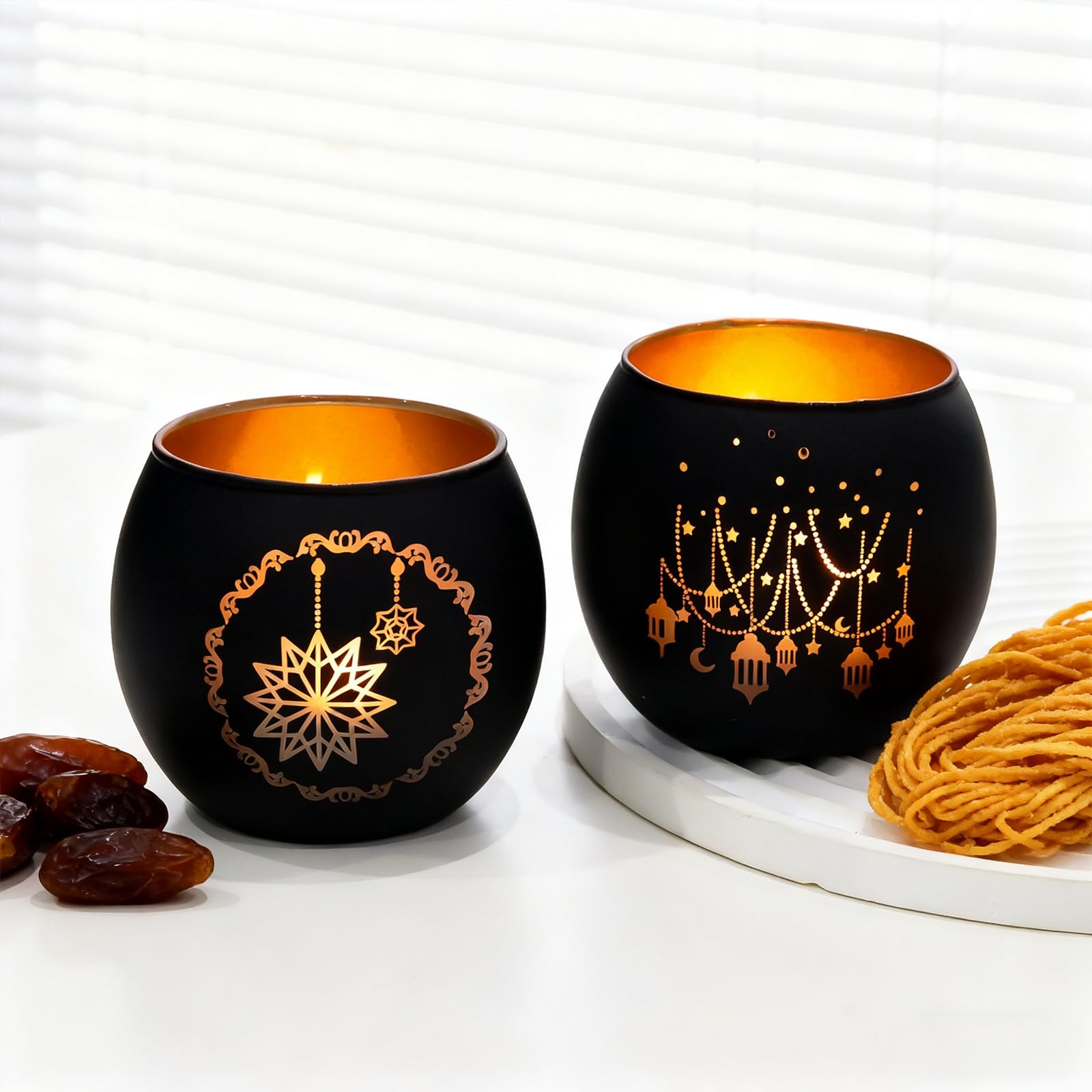 Ramadan decoratie voor thuis, elegante zwarte glazen