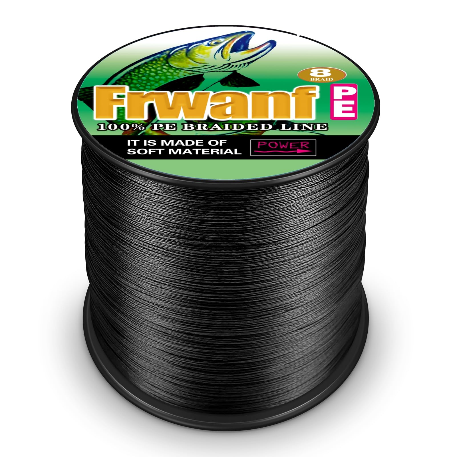 FRWANF 8 Strand Braided Fishing Line - Colorfast - Zero Stretch - High Strength - Abrasion Resistant Braided Line - Thousands of Choices in 9 Colors -