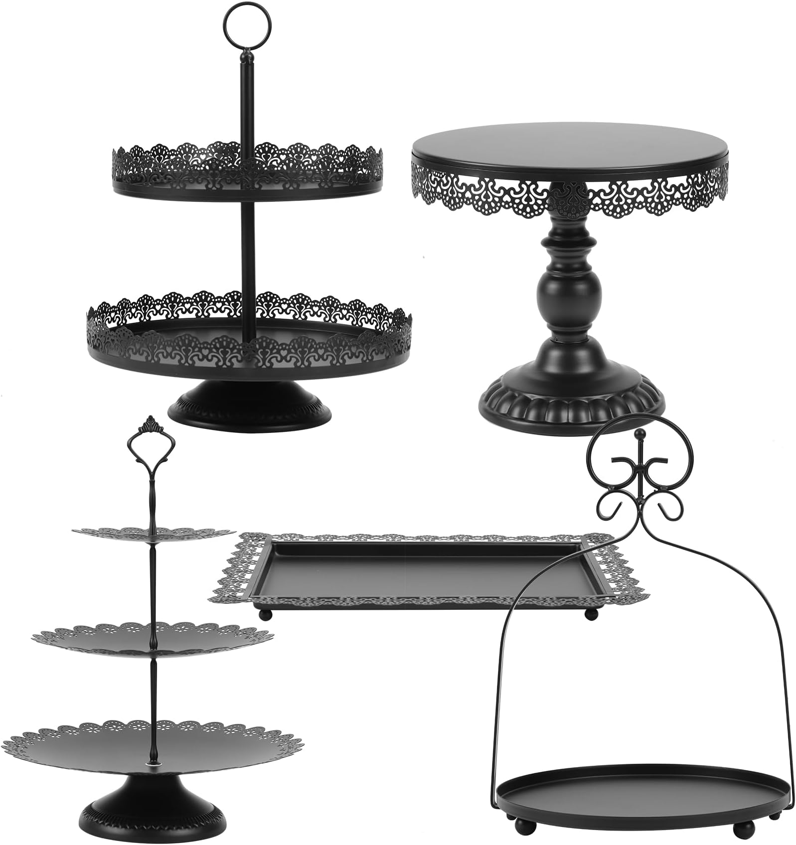Amazon.com | Lallisa 6 Pack Black Cake Stand Set Round Wedding Cake ...