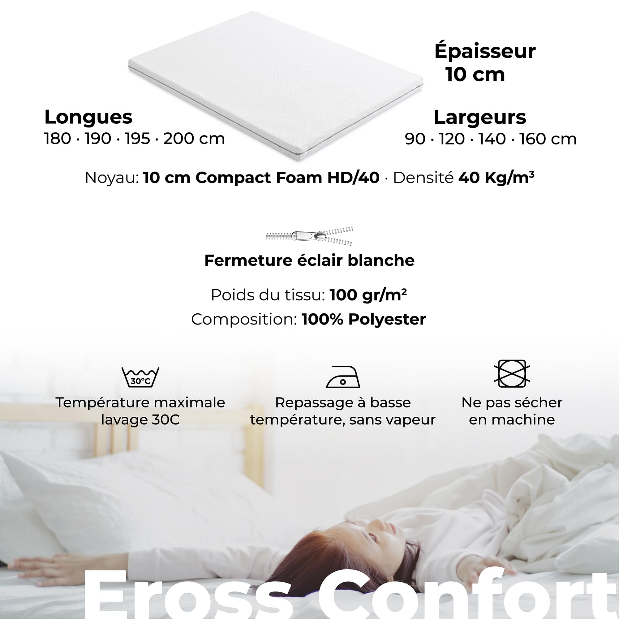 Matelas 120 x 180 cm pour canapé lit, système Italien, déhoussable, Lavable, Respirant, hypoallergénique, Noyau Mousse HD fermeté Moyenne supérieure. Canapé Non Inclus.