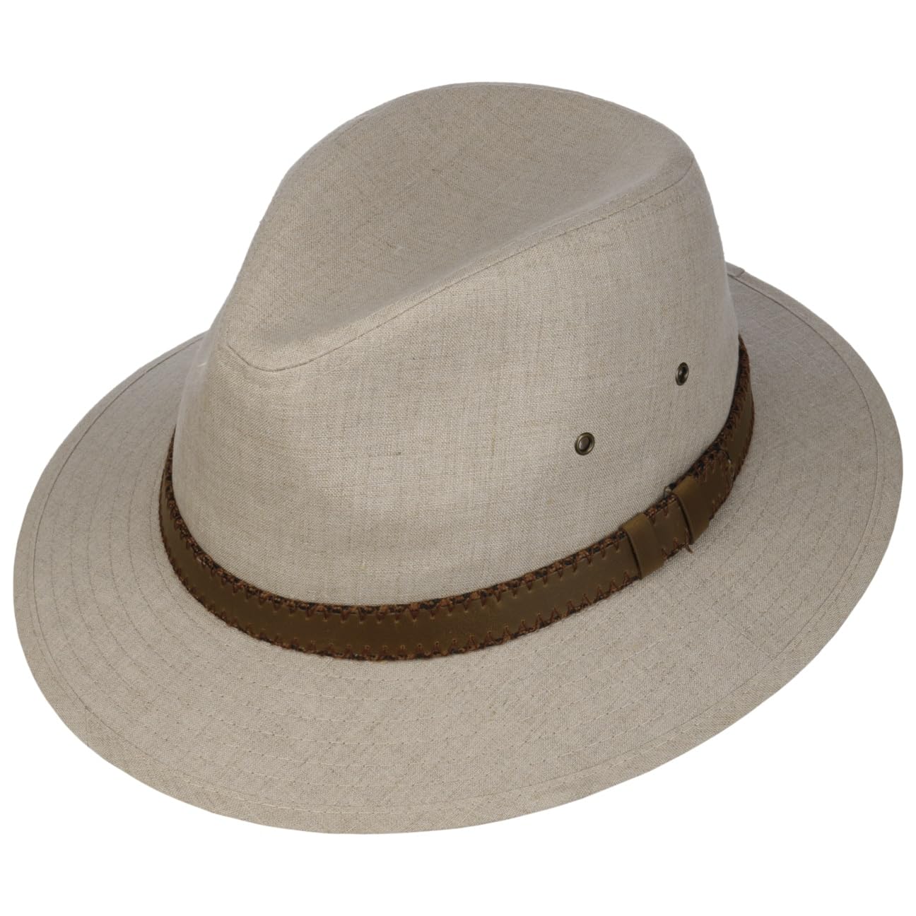 LIPODO Uni Safari Kapelusz traveller lniany z metalowymi oczkami i paskiem z ekoskory Unisex Wiosna Lato