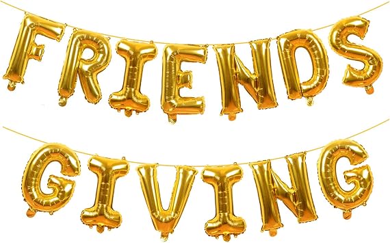 Friendsgiving Decorations Gold Foil Letter 16 Inches Tall Balloons Banner Thanksgiving Friends Party Backdrop