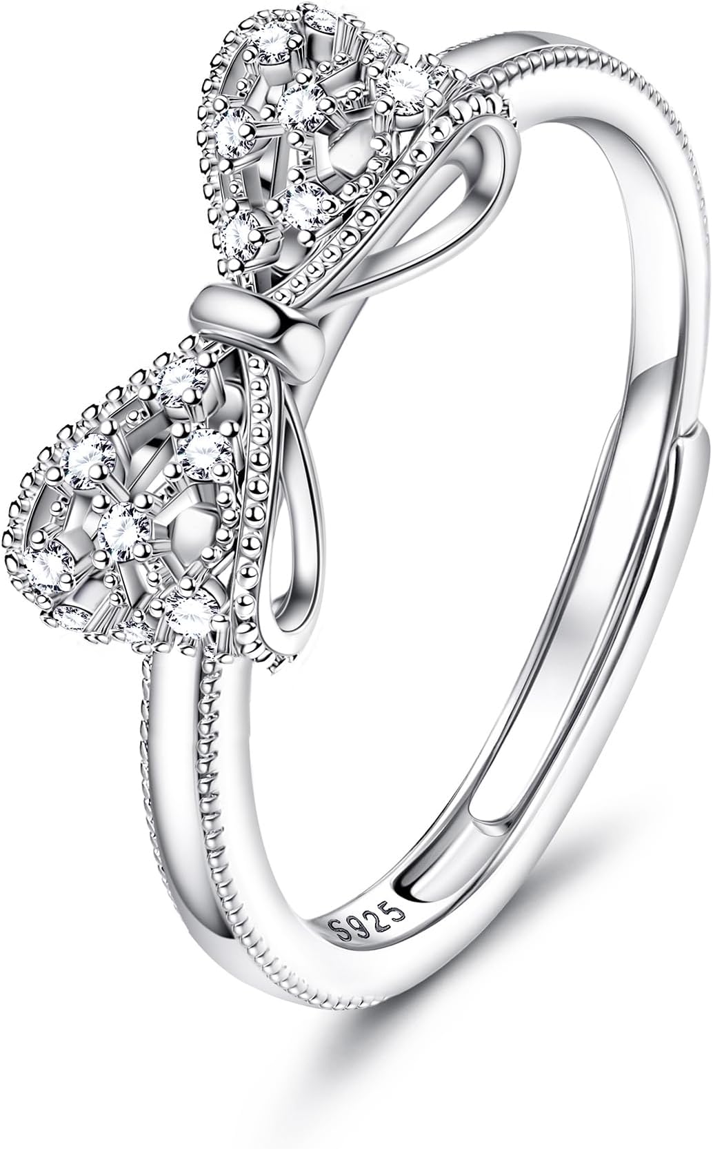 925 Sterling Silver Ring for Women Girls Adjustable Infinity Cross Bow Knot Rings Engagement Rings Promise Ring Eternity Wedding Ring Silver Thumb Rings for Women, Womens Jewellery Gifts
