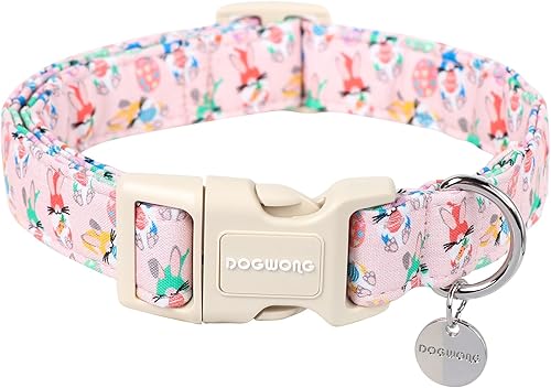 Miniatura 14 de DOGWONG Collar de algodón y cáñamo para perros, collar rosado resistente ajustable de tela natural suave para mascotas, lindo collar de boda