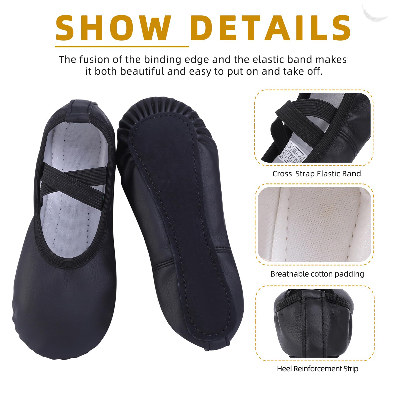 Acfoda Zapatillas de Danza PU-Cuero Zapatos de Ballet Suela Completa Calzado Gimnasia Ritmica para Niña y Mujer 22-43 EU