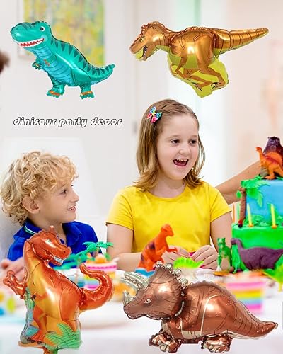 Miniatura 4 de Kit de 6 globos de dinosaurio de aluminio, globo de dinosaurio 3D para fiesta de cumpleaños, dinosaurio, selva, fiesta temática de baby shower,