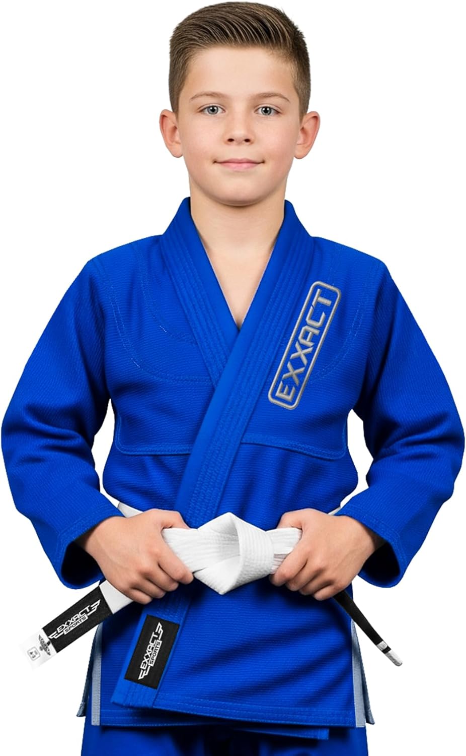 Exxact Sports Kids BJJ Gi, Lightweight IBJJF Legal Jiu Jitsu Gi with Preshrunk Fabric & Free Belt for Training & Competition