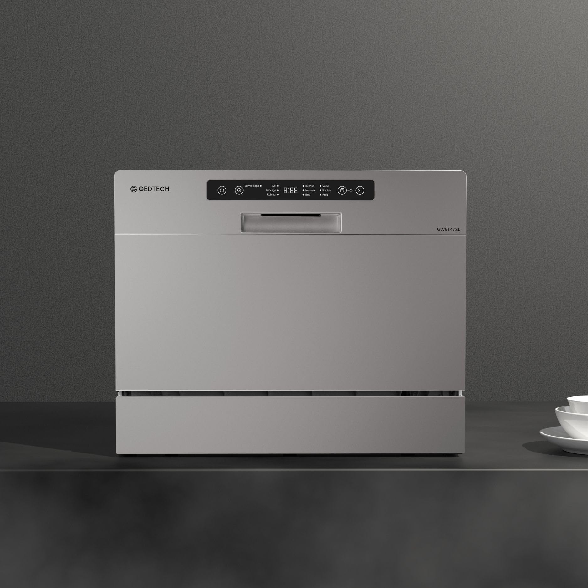 GEDTECH Lave-vaisselle Table Top GLV6T47SL 6 couverts 47 dB Départ différé
