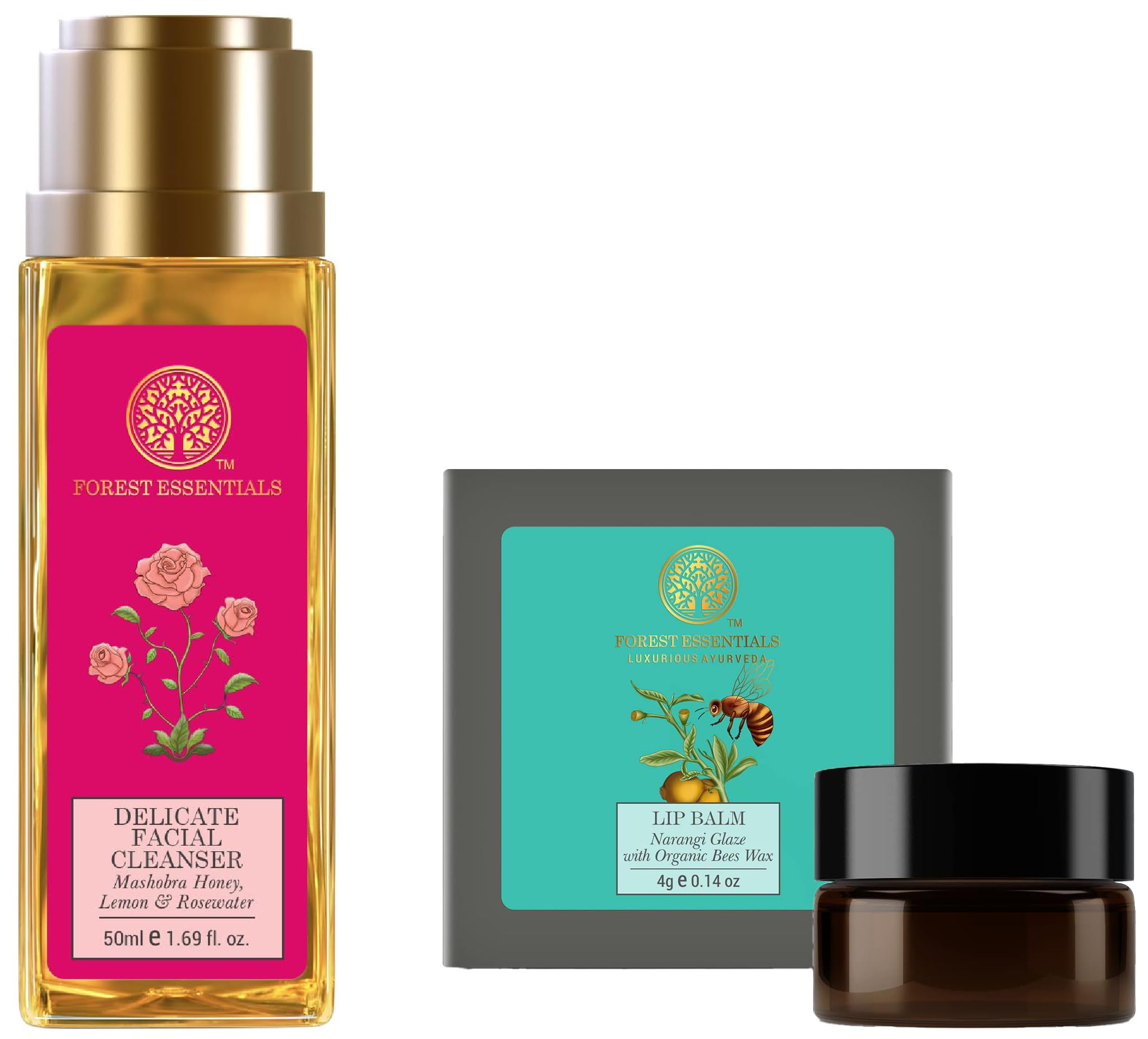 Forest Essentials Luscious Lip Balm Narangi Glaze & Forest Essentials Delicate Facial Cleanser Mashobra Honey Combo-image-5