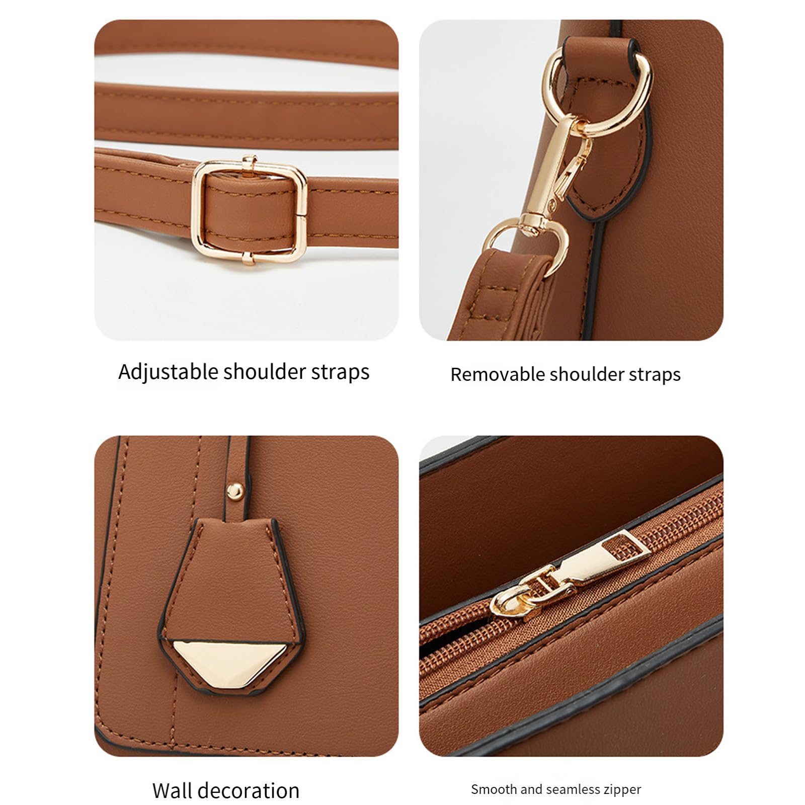 Borsa a tracolla in PU di grande capacità con tasche multiple e chiusura a cerniera borsa per lavoro, viaggi, shopping e uso quotidiano