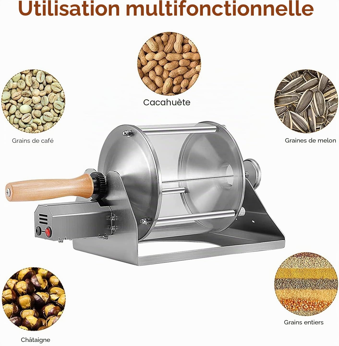 Machine à torréfier les grains de café et les noix Capacité de 500 grammes