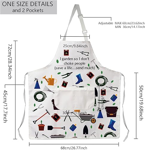 Miniatura 2 de MBMSO Delantal de jardinero I Garden So I Don't Choke People Save a Life Send Mulch Divertidos delantales de jardinería con bolsillos impermeables