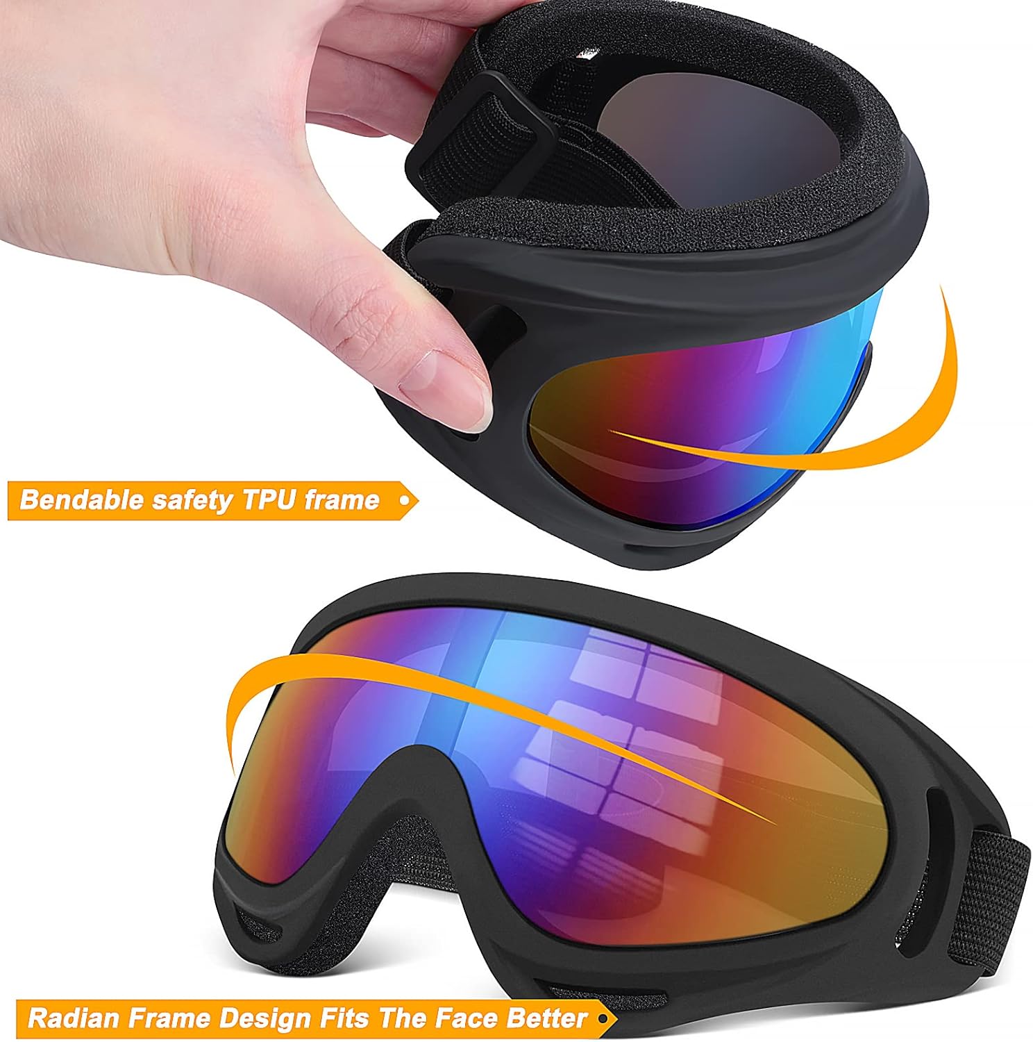 OXG 5 Pairs Motorcycle Goggles for Youth Men Women, ATV Ski Goggles Anti-UV Dustproof Windproof Dirt Bike Goggles Fit Helmet - Image 5