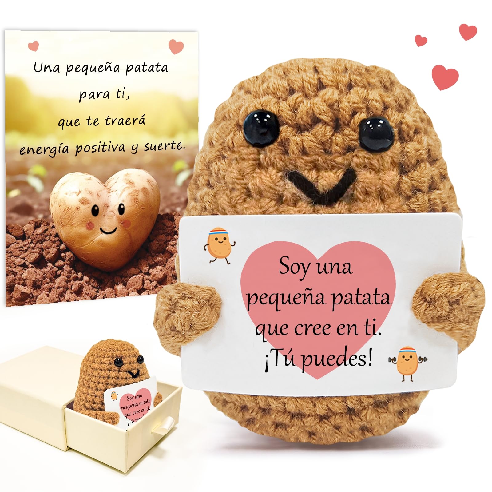 Regalos Originales Divertido para Mujer Hombre, Patata Español Positiva, Personalizados Peluche Decoracion Hogar Oficina , Ideas Regalo para Cumpleaños Mejor Amiga Pareja Novia Niña Hermanas Profesora