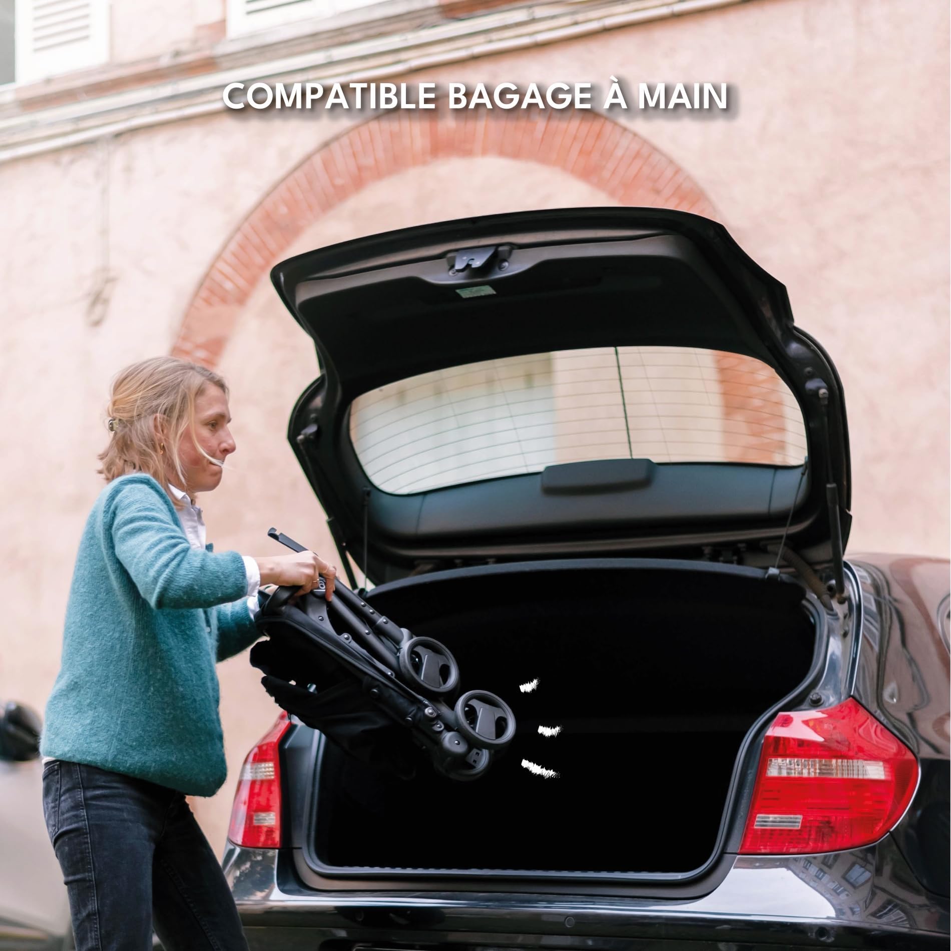 Looping Squizz mini - Poussette Citadine Naissance - Pliage rapide ultra compact, Sac de Transport, Canopy | Black