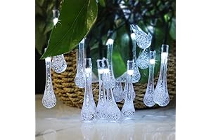 21FT 30 LED Solar Water Drop String Lights for Patio and Backyard