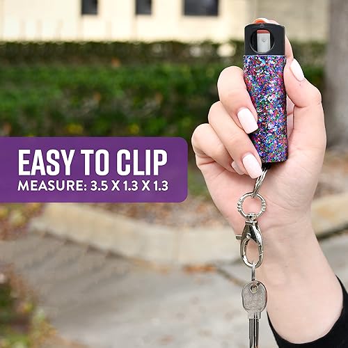 Miniatura 2 de Guard Dog Security Bling it On - Llavero de gas pimienta con parte superior giratoria de seguridad, fácil de transportar, ligero y a la moda, máxima