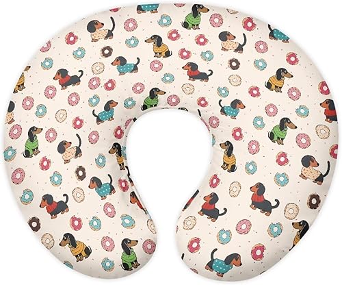 Funda de almohada de lactancia de dibujos animados para recién nacido, estampado de perro salchicha en forma de U, funda de almohada de lactancia