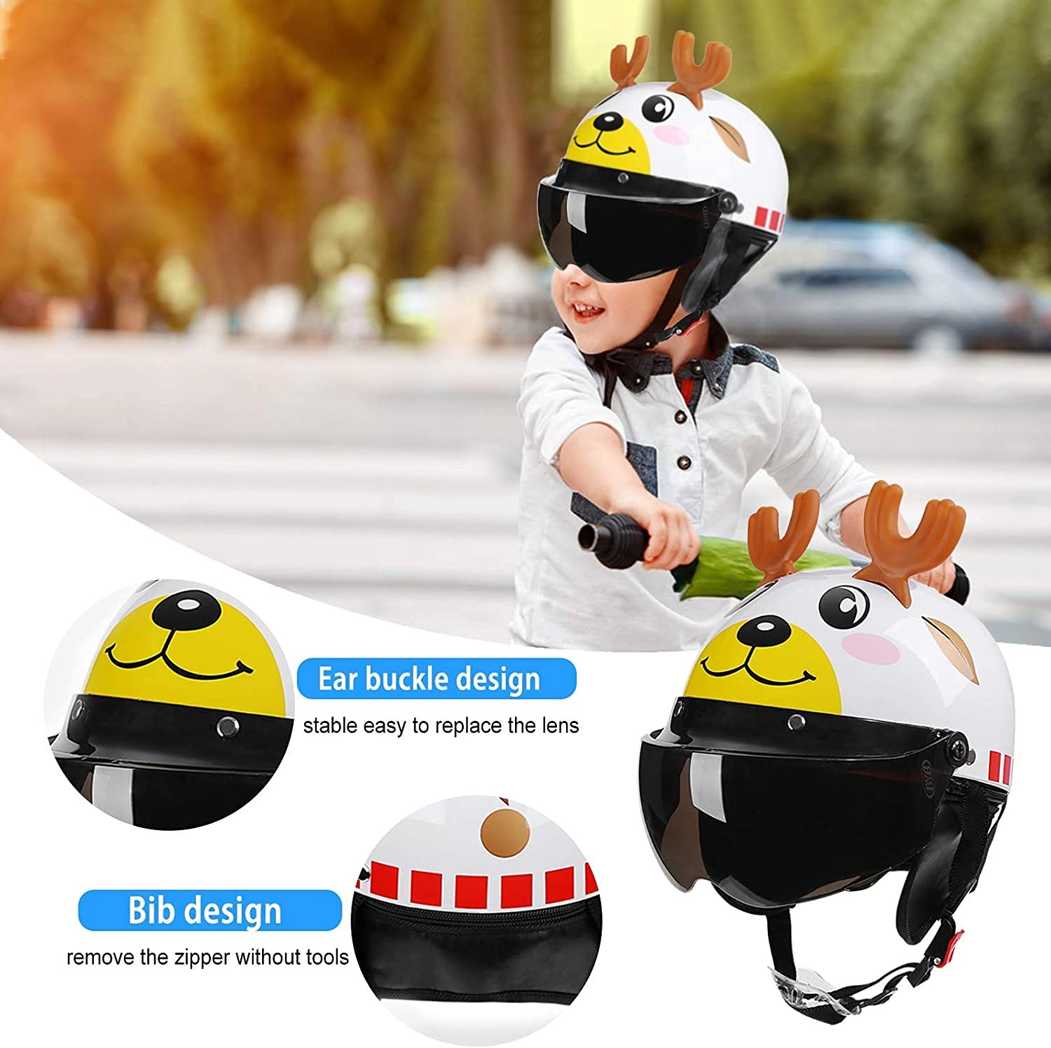 Casque Vélo Enfant Galatée - Dessins Animés - Pare-soleil Et écharpe Inclus - Taille 46-52cm