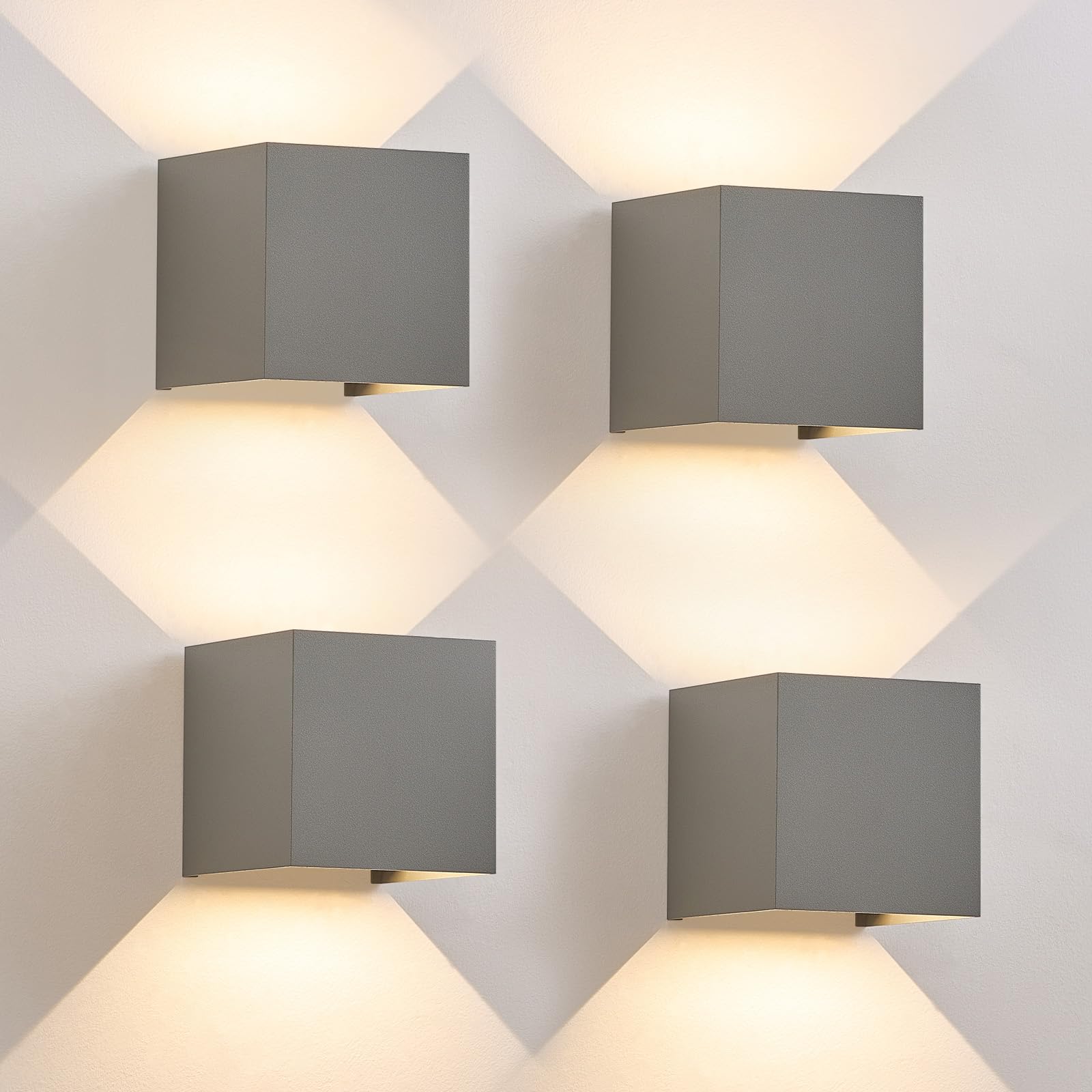 LED Wandleuchte Aussen Wandlampe innen - 4 Stück Außenwandleuchten Up Down Leuchte Aussen 5 W Wasserdicht Außenlampe Wand Wandbeleuchtung Grau Außenleuchte Wandstrahler für Hauswa