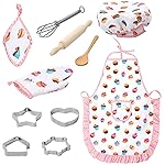 3 Otters Kids Chef Hat and Apron, 11 PCS Chef Costume Sets Pretend Play Kitchen Toys Baking Tools for Toddler