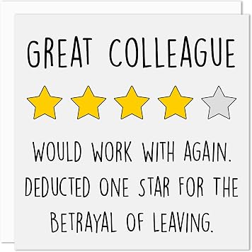 Funny Leaving Card for Colleague   Great Coworker Goodbye Greeting   Blank Inside Humorous Office Farewell   150mm Square   Made in Britain   Includes Envelope   Work Leaving Cards for Men & Women