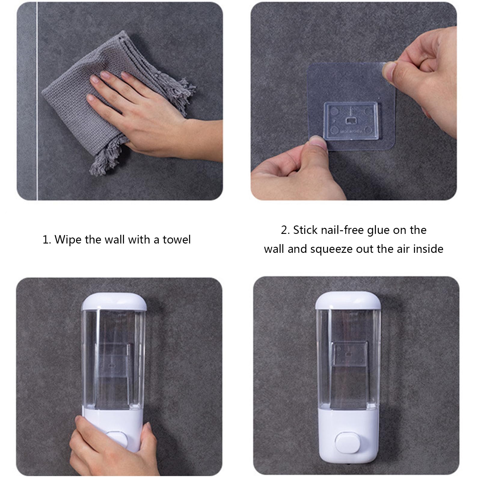 XISAOK Wall Mounted Soap Dispenser Hand Pressed Shower Shampoo Lotion Container for Home Bedroom Bathroom Hotel Toilet