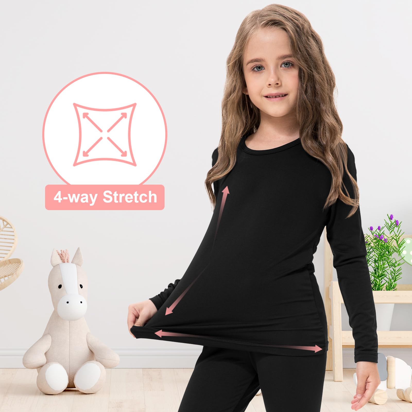 Silkfly 3 camisetas térmicas para niñas y niños, camiseta interior de manga larga con forro polar y capa base, ropa interior juvenil para invierno